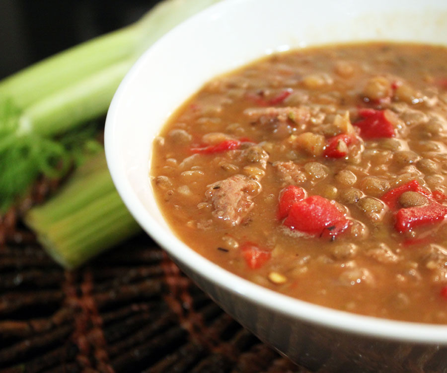 Suppe med italiensk pølse