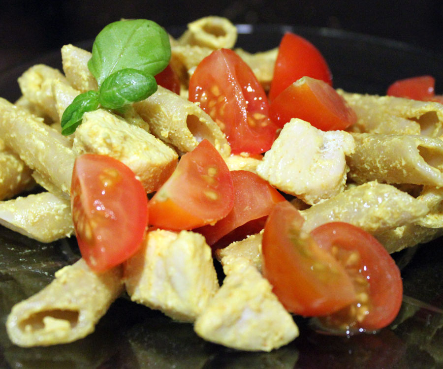 Pasta med karrykylling