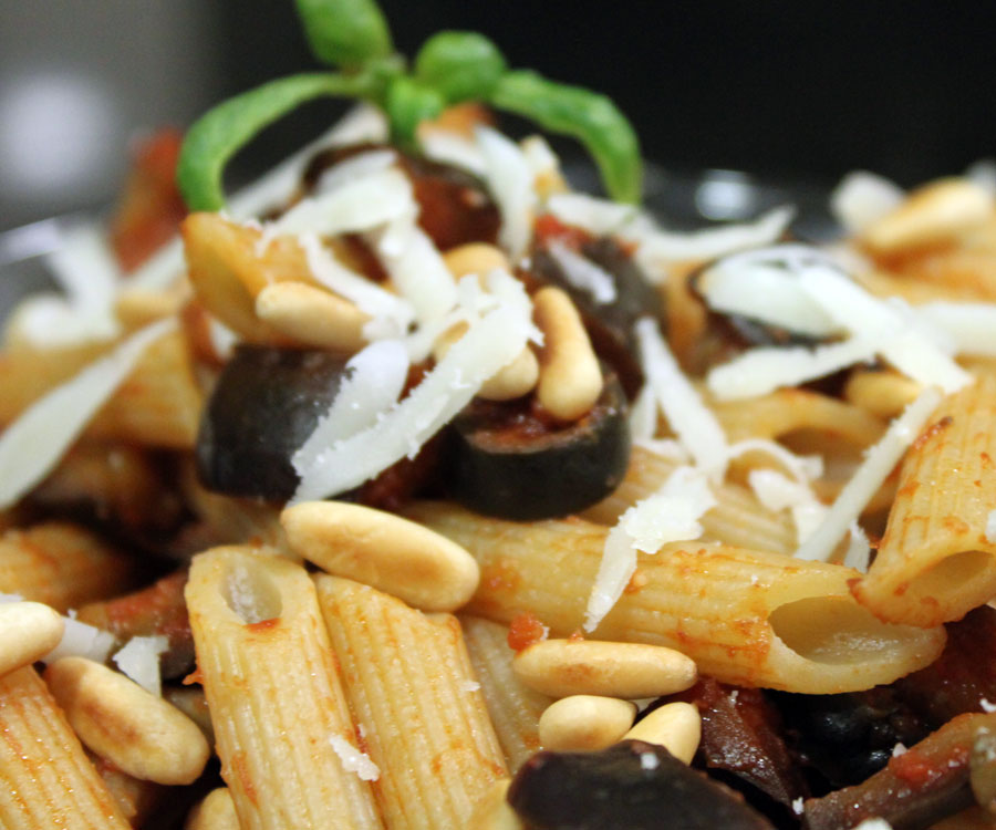 Penne med aubergine